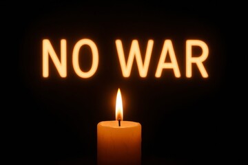 Candle with No War Message in Darkness