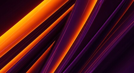 High-fashion abstract background with bold orange and violet light streaks, glossy reflections, cinematic neon glow, ultra-detailed professional digital style