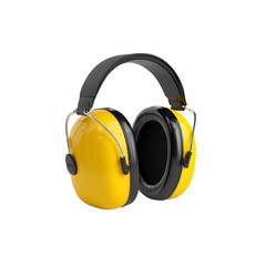 Bright yellow industrial earmuffs with black accents provide essential hearing protection for noisy environments, ensuring safety and comfort