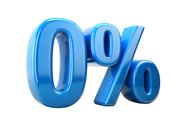 Illustration of zero percent isolated on transparent background, a financial concept
