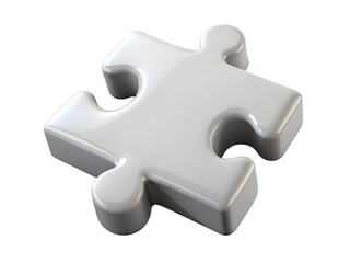 3d illustration of a single, white jigsaw puzzle piece isolated on a transparent background, representing a concept of problemsolving and connection