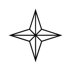 A Christmas star line art silhouette vector illustration on white background