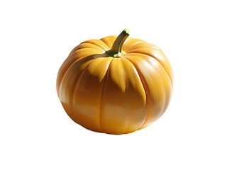 3d illustration of a single ripe orange pumpkin isolated on transparent background, symbolizing autumn harvest and seasonal traditions