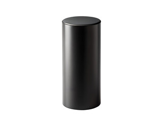 3d illustration of a single black cylinder shape with a smooth matte surface, isolated on a transparent background, representing a modern geometric object