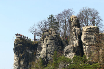 Dramatic Sandstone Cliffs in Saxon Switzerland National Park, Germany