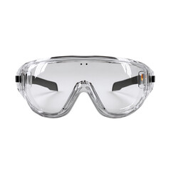 High-tech clear safety goggles designed for industrial, lab, or medical use, providing advanced eye protection for professionals