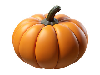 3d illustration of a vibrant orange pumpkin with distinct segments and a green stem, isolated on a transparent background, perfect for halloween or harvest themes