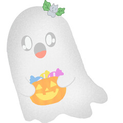 The ghost with halloween pumpkin 