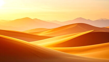 Naklejka premium Desert Sunset with Golden Dunes Landscape.