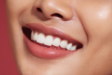 Obraz premium Zoomed in shot of a young Asian woman s bright healthy smile