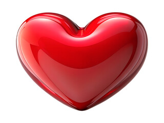 3d illustration of a glossy red heart symbol isolated on a transparent background, representing love, romance, and deep affection