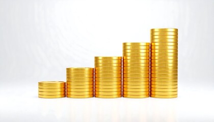 Gold coins stacked in ascending order