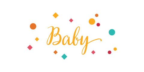 Card template with a multi-colored inscription. Vector illustration for gender reveal party