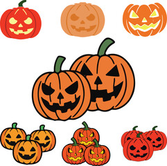 Jack lantern vector bundle. halloween pumpkin design bundle. halloween elements svg