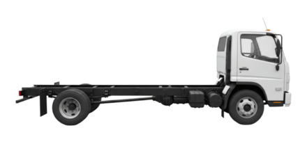 Find new white cab chassis truck for sale commercial vehicle transport truck frame and cab for business use on transparent background