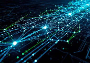 Obraz premium Global Connection: Abstract Neural Network and Digital Data Flow