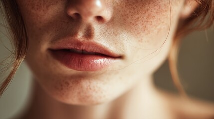Close-up Feminine Lips and Skin Details