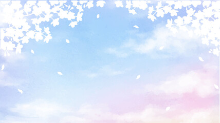 空に桜のシルエット