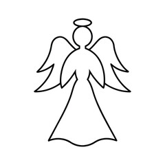 Christmas Angel Line Art Silhouette Vector Illustration