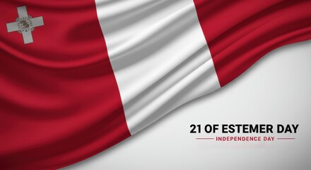 Malta Independence Day Banner with National Flag – 21st of September