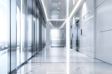 光が差し込むモダンなエレベーターホールのインテリア