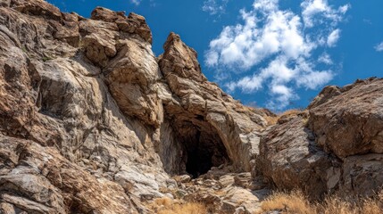 Fototapeta premium Cave entrance in rocky terrain