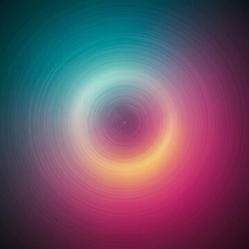 Vibrant abstract background concept featuring a colorful radial spin with a glowing center and soft gradients of teal and magenta