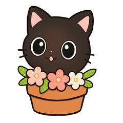 Cat with Flowers