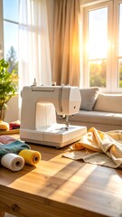 Sewing machine in sunny room