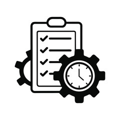 Fototapeta premium Clean black linear illustration of a task checklist with items inside