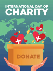 charity vector illustration, nternational day of charity. 5th September Charity day banner, International Day of Charity vector design template good for celebration usage.