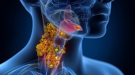 Sjogrens syndrome autoimmune disorder visualization salivary gland immune attack clean medical illustration