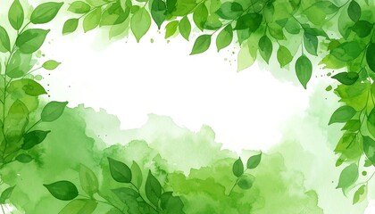 Watercolor leaves frame