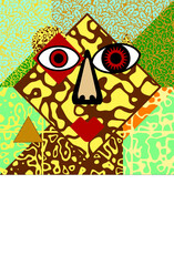 Abstract Geometric Art Face Vivid Colors Unique Patterns Creativity Imagination