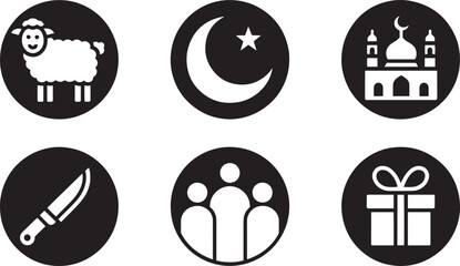 Sacred Religious Icons Set Black and White Vector Illustration for Spiritual Projects