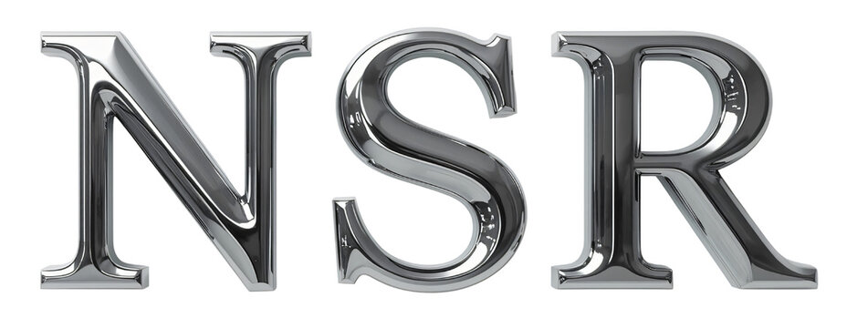 Chrome NSR letters; digital, dark background; logo