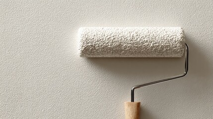 Obraz premium Paint Roller Applying Fresh White Paint to Textured Wall Surface for Home Improvement
