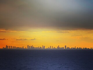 Miami Skyline at SUnset from a distance