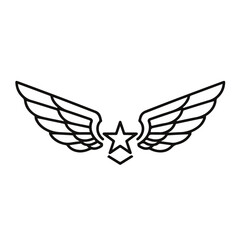 Elegant emblem design featuring stylized wings and a star, perfect for branding, logos, or patriotic themes, ready to inspire!