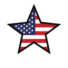 American flag star emblem representing patriotism, independence, and national pride with bold lines and vibrant colors