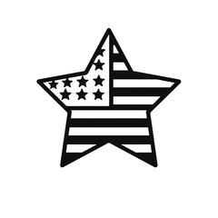 Bold patriotic star design with American flag elements, perfect for celebrating national holidays and showcasing US pride with a modern touch