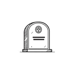 Hand-drawn illustration of a tombstone, perfect for memorial services, historical projects, or themed design concepts