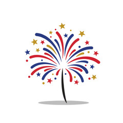 Celebrate freedom with festive fireworks illustration, perfect for holiday promotions, patriotic designs, and vibrant event invitations. Scalable graphics