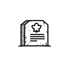 Stone tombstone with star emblem, perfect for memorial designs, honoring the fallen, and creating poignant graphics.