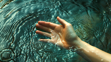 hand touching water
