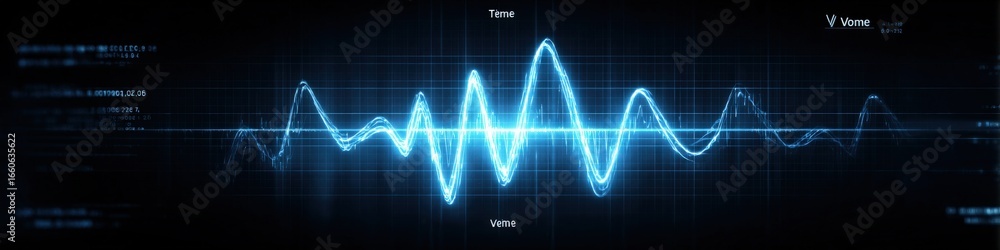 Aufkleber abstract glowing blue waveform on a dark background suitable for technology or science visualization