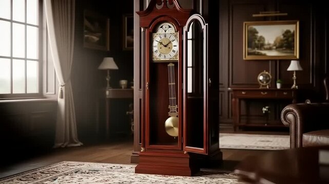 Antique Clock in Classic Study.