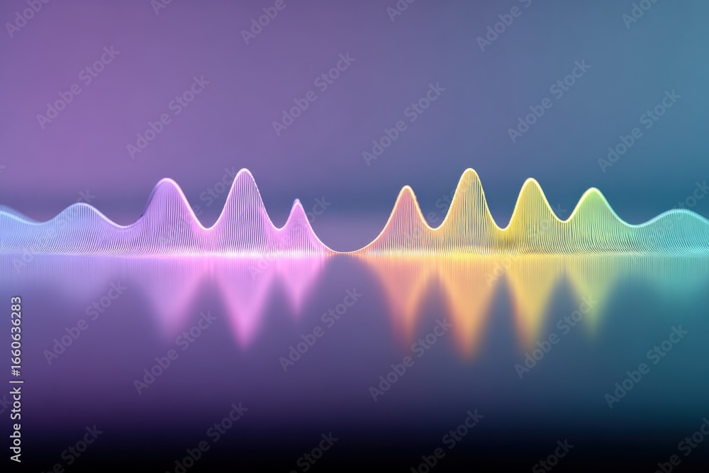 Aufkleber abstract digital spectrum waveform illustration with vibrant gradient colors and reflections for mod