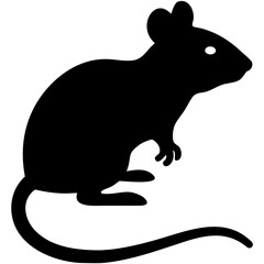 Black Silhouette Mouse Icon: Simple, Bold, Vector Graphic Illustration