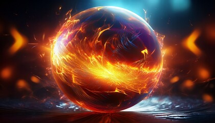 Obraz premium fiery sphere emitting intense heat and light creating a dramatic spectacle of burning energy